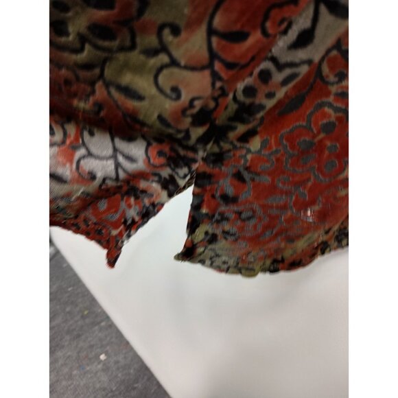 Avenue Womens BOHO Whimsygoth Top 18/20 Red Floral Velvet Burnout Bell Sleeve - Picture 7 of 11